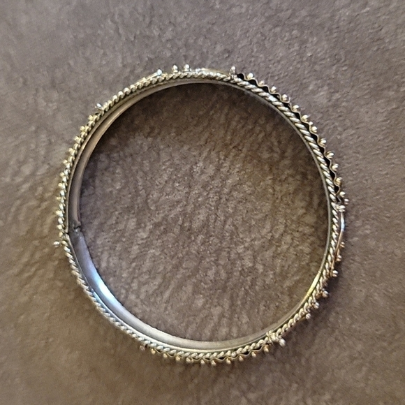 VTG Silvertone Milgrain Art Deco Bangle Gothic Great Gatsby Bracelet - Picture 5 of 5